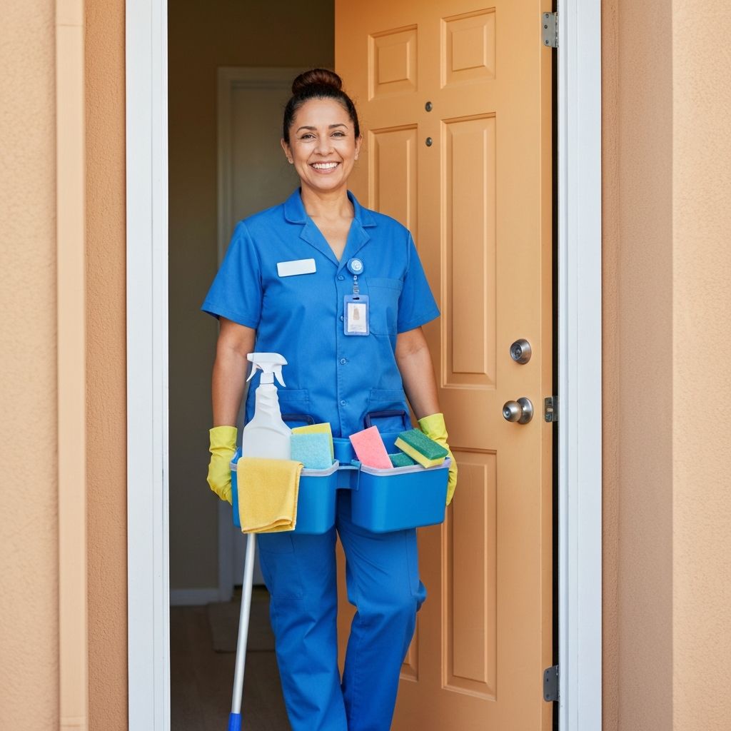 Cleaning professional preparing turnover